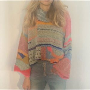 Sincerely Jules Abstract Print Turtleneck Sweater size M NWOT.